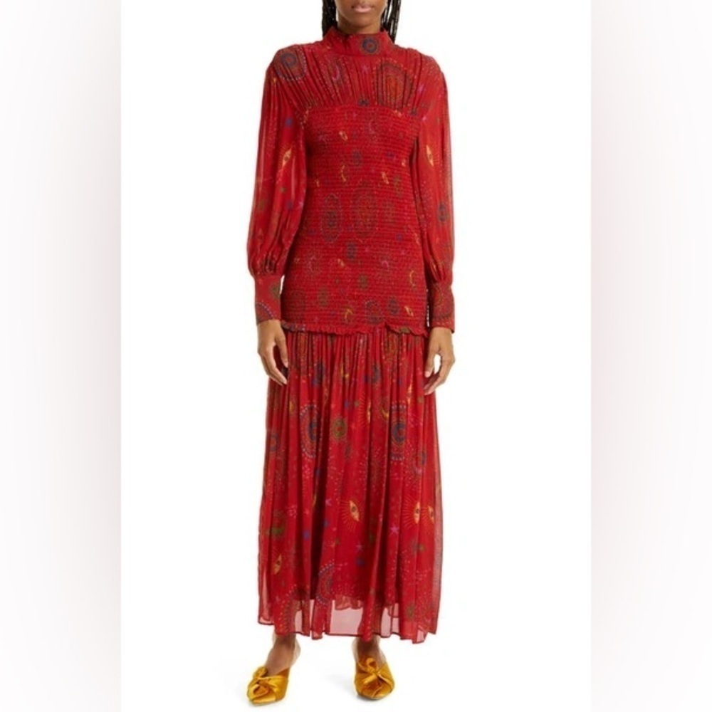 FARM Rio Red Mystic Night Midi Dress In Mystic Night size small